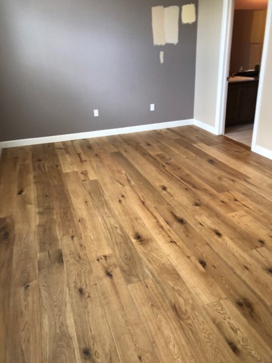 Refinished oak floor in a Phoenix room, finished at a low sheen