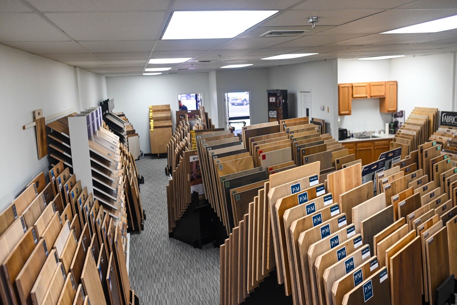 The showroom seen from just inside the door